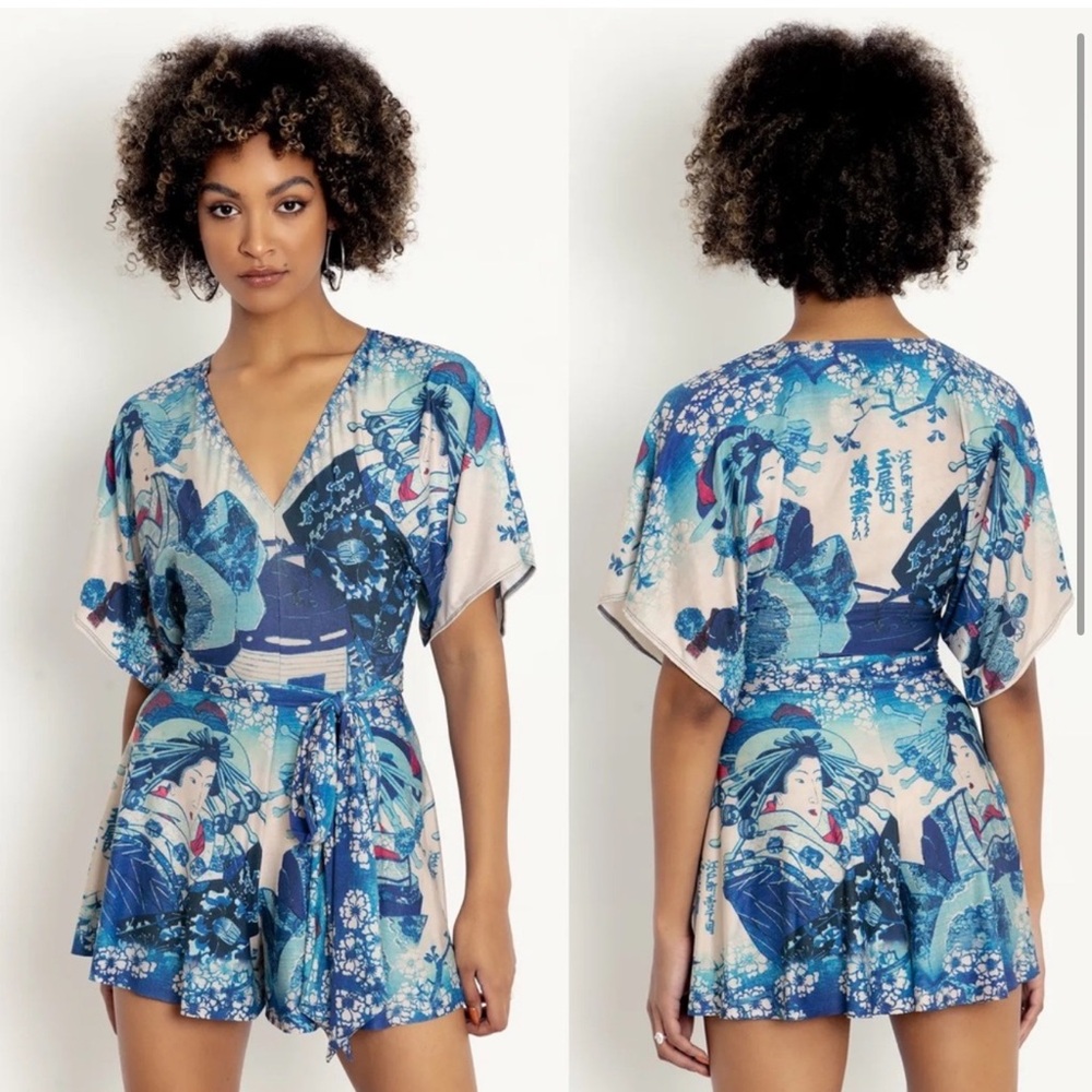 Woman in Blue Slinky Playsuit Limited Medium✨ made at BMHQ in Australia